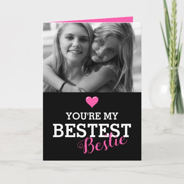 Cute Best friend Custom Photo | Bestie Card (Front)
