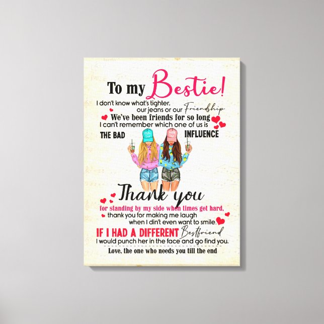 Cute Best Friend Gift, Funny Friendship Day Gifts Canvas Print (Front)
