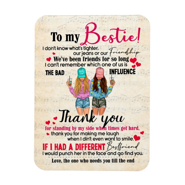 Cute Best Friend Gift, Funny Friendship Day Gifts Magnet (Vertical)