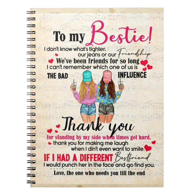 Cute Best Friend Gift, Funny Friendship Day Gifts Notebook (Front)