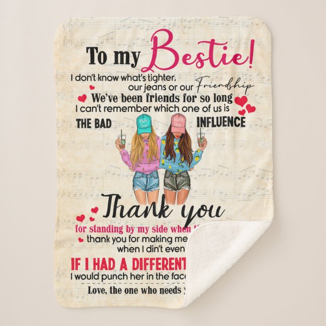 Cute Best Friend Gift, Funny Friendship Day Gifts Sherpa Blanket (Front)