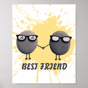 Cute Best Friend Yellow Paint Splatter Poster