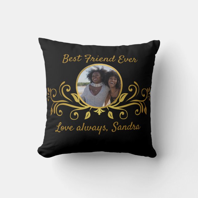 Cute Best Friends Ever photo Black Gold custom  Cushion (Front)