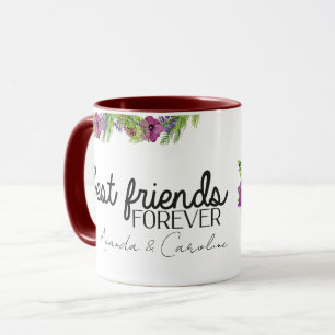 Cute Best Friends Forever BFF Custom Floral Mug