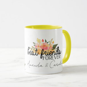 Cute Best Friends Forever BFF Custom Floral Mug