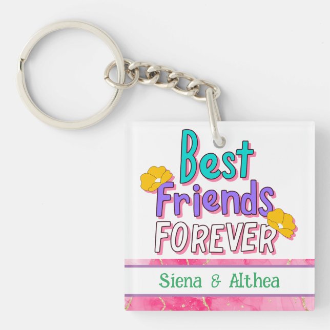 Cute Best Friends Forever Typography  Key Ring (Front)