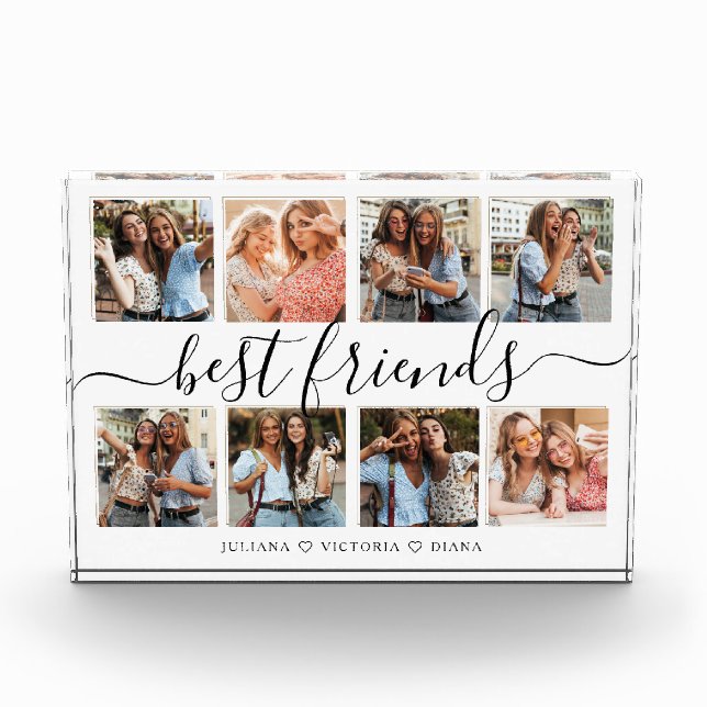 Cute Best Friends Script Collage Photo Block (Front)