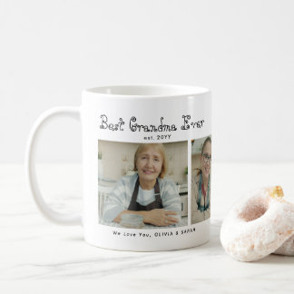 Cute Best Grandma Ever 3 Photo Collage Heart Coffee Mug
