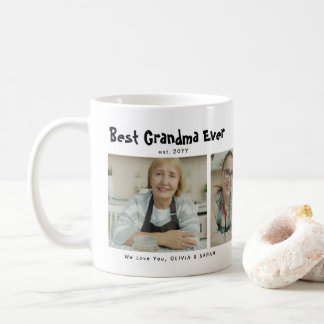 Cute Best Grandma Ever 3 Photo Collage Heart Coffee Mug