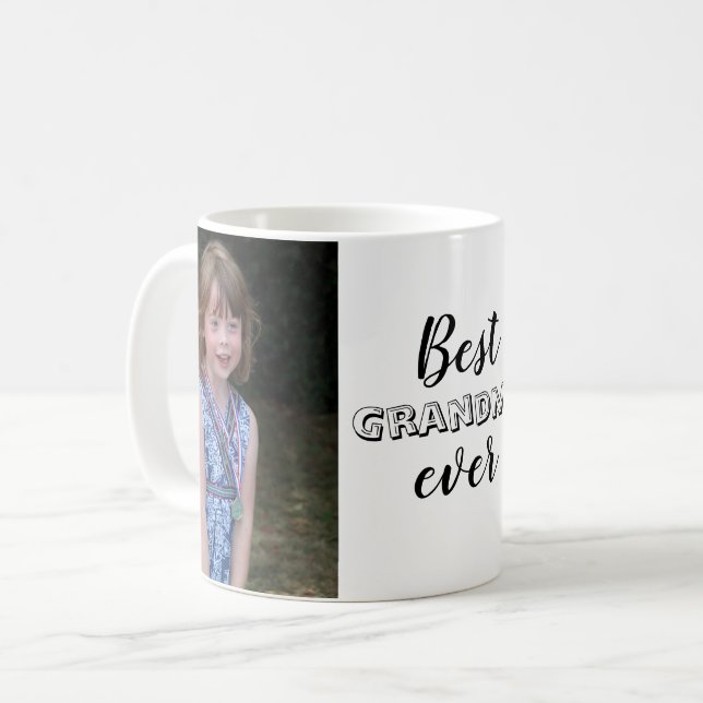 Cute Best Grandma Ever Custom Photo Coffee Mug (Front Left)