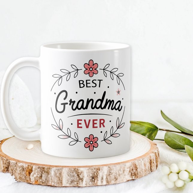 Cute Best Grandma Ever Floral Coffee Mug (Creator Uploaded)
