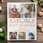 Cute Best Grandma Flowers Floral Family Photo Jigsaw Puzzle<br><div class="desc">Cute Best Grandma Flowers Floral Family 5 Photos Puzzle. Hand-drawn flowers and 5 family photos. Create your own personalised gift for a grandmother for Mother`s Day,  birthday or Christmas.</div>