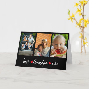Cute Best Grandpa Ever 3 Photo Custom  Card