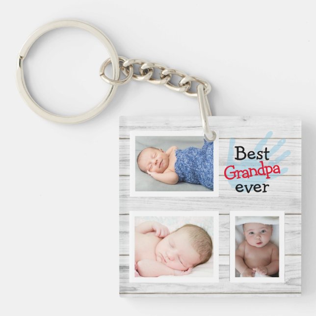 Cute Best Grandpa Ever Photo Collage    Key Ring (Front)