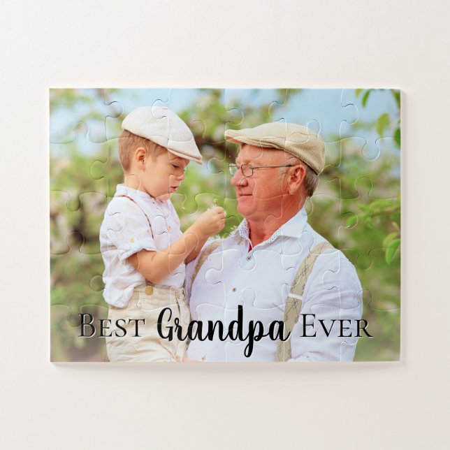 Cute Best Grandpa Pops Dad Ever Photo Jigsaw Puzzle (Horizontal)