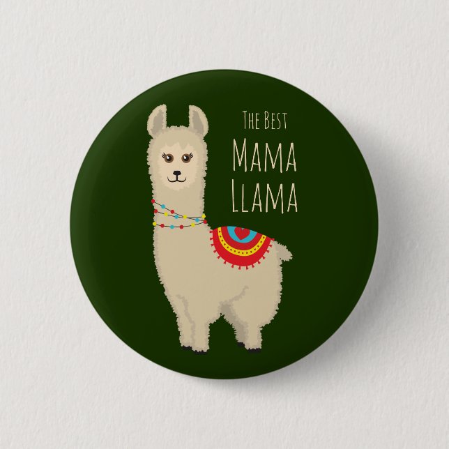 Cute "Best Mama Llama" award 6 Cm Round Badge (Front)