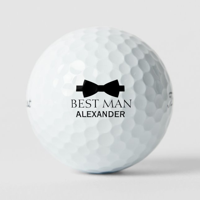 Cute Best Man Wedding Favour Black Bow Tie Fun  Golf Balls (Front)