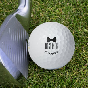 Cute Best Man Wedding Favour Black Bow Tie Fun Golf Balls