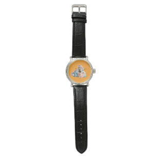 Cute Best Mom Cat Heart Round Clock Watch