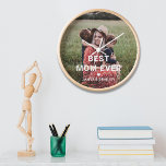 Cute BEST MOM EVER Heart Mother's Day Photo Clock<br><div class="desc">Cute Best Mum Ever Heart Mother's Day Photo Clock features your favourite photo with the text "best mum ever" in modern white script with a heart and your names below. Personalise by editing the text in the text box provided and adding your own picture. Designed by ©Evco Studio www.zazzle.com/store/evcostudio</div>