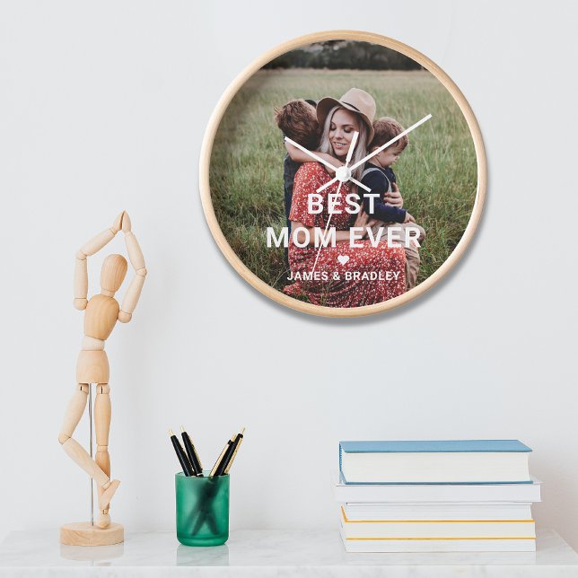 Cute BEST MOM EVER Heart Mother's Day Photo Clock (Creator Uploaded)