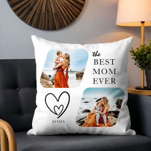 Cute BEST MOM EVER Heart Mother's Day Photo Cushion
