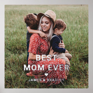 Cute BEST MOM EVER Heart Mother's Day Photo Foil Prints