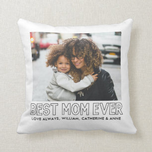 Cute BEST MOM EVER Kids Names Mother's Day Photo Cushion