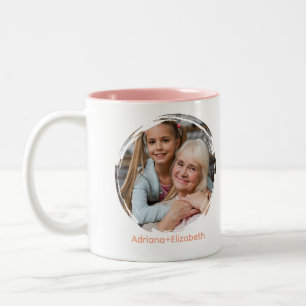 Cute Best Mom Ever Kids Names Photo Pink Two-Tone Coffee Mug