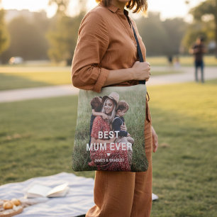 Cute BEST MUM EVER Heart Mother's Day Photo Crossbody Bag