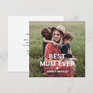 Cute BEST MUM EVER Heart Mother's Day Photo Holiday Card