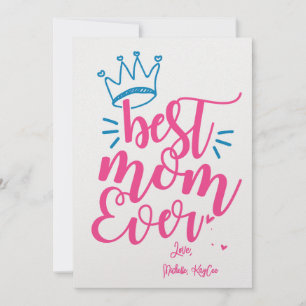 Cute Best Mum Ever Queen Mum Mother's Day Card 
