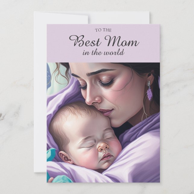 Cute Best Mum Sentimental Mother and Baby Greeting Card (Front)