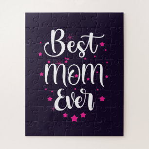 Cute Best Mum Text And Little Stars Jigsaw Puzzle