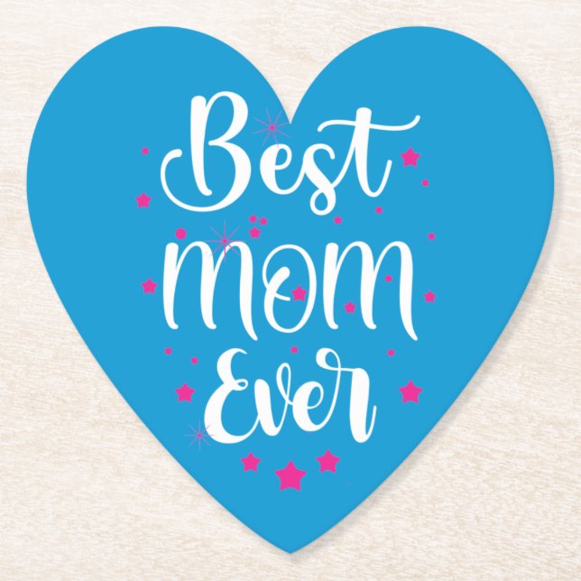 Cute Best Mum Text And Little Stars Paper Coaster (Front)