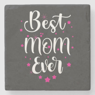 Cute Best Mum Text And Little Stars Stone Coaster
