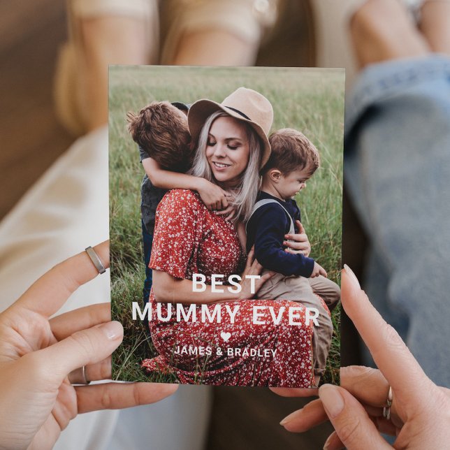 Cute BEST MUMMY EVER Heart Mother's Day Photo Holiday Card (Creator Uploaded)