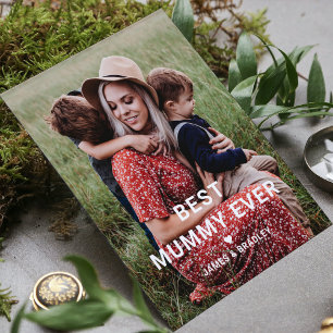 Cute BEST MUMMY EVER Heart Mother's Day Photo Holiday Card