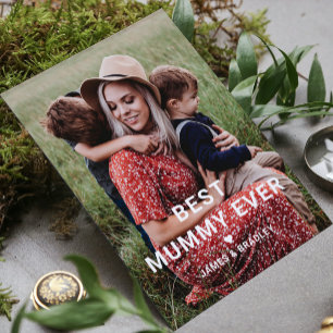 Cute BEST MUMMY EVER Heart Mother's Day Photo Holiday Card
