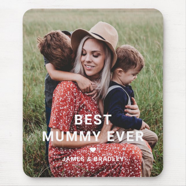 Cute BEST MUMMY EVER Heart Mother's Day Photo Mouse Mat (Front)