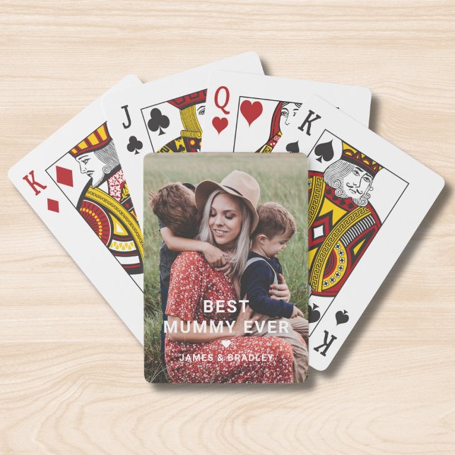 Cute Best Mummy Ever Heart Mother's Day Photo Playing Cards (Creator Uploaded)