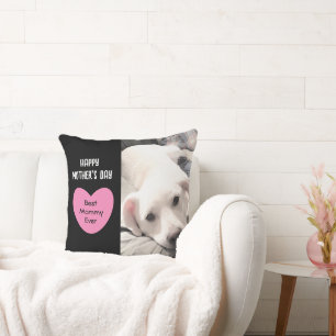 Cute Best Mummy Ever Puppy Dog Pink Heart 1 Photo Cushion