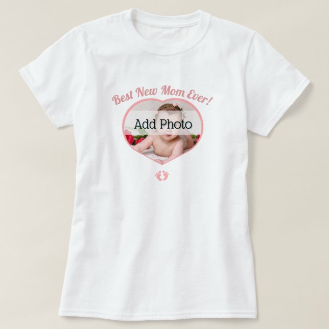 Cute Best New Mother Baby Photo Baby Girl  Heart T-Shirt (Design Front)