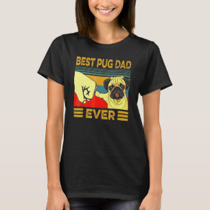 Cute Best Pug Dad Ever Proud Vintage Puppy Pug Ret T-Shirt