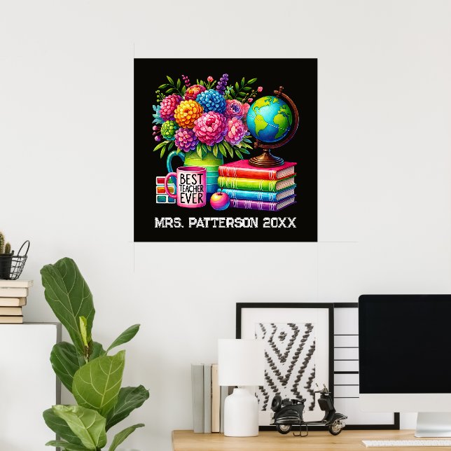 Cute best Teacher ever add name  Poster (Home Office)