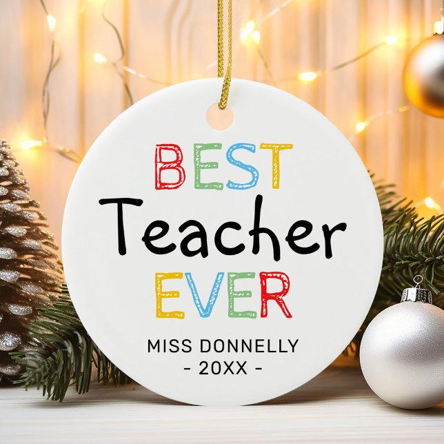 Cute Best Teacher Ever Christmas Ceramic Tree Decoration (Creator Uploaded)