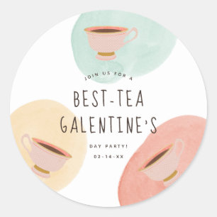 Cute Best-Teas Galentine's Day Party Classic Round Sticker