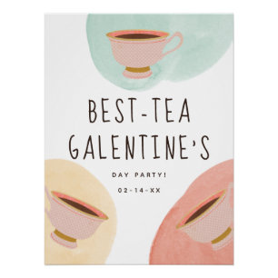 Cute Best-Teas Galentine's Day Party Poster