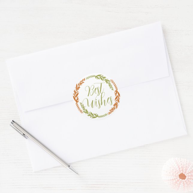 Cute Best Wishes Wreath Sticker (Envelope)