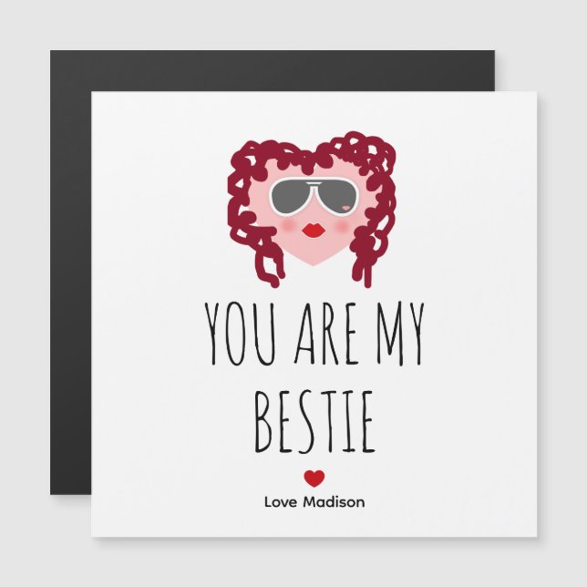 Cute Bestie Pink Red Heart BFF Valentines (Front/Back)